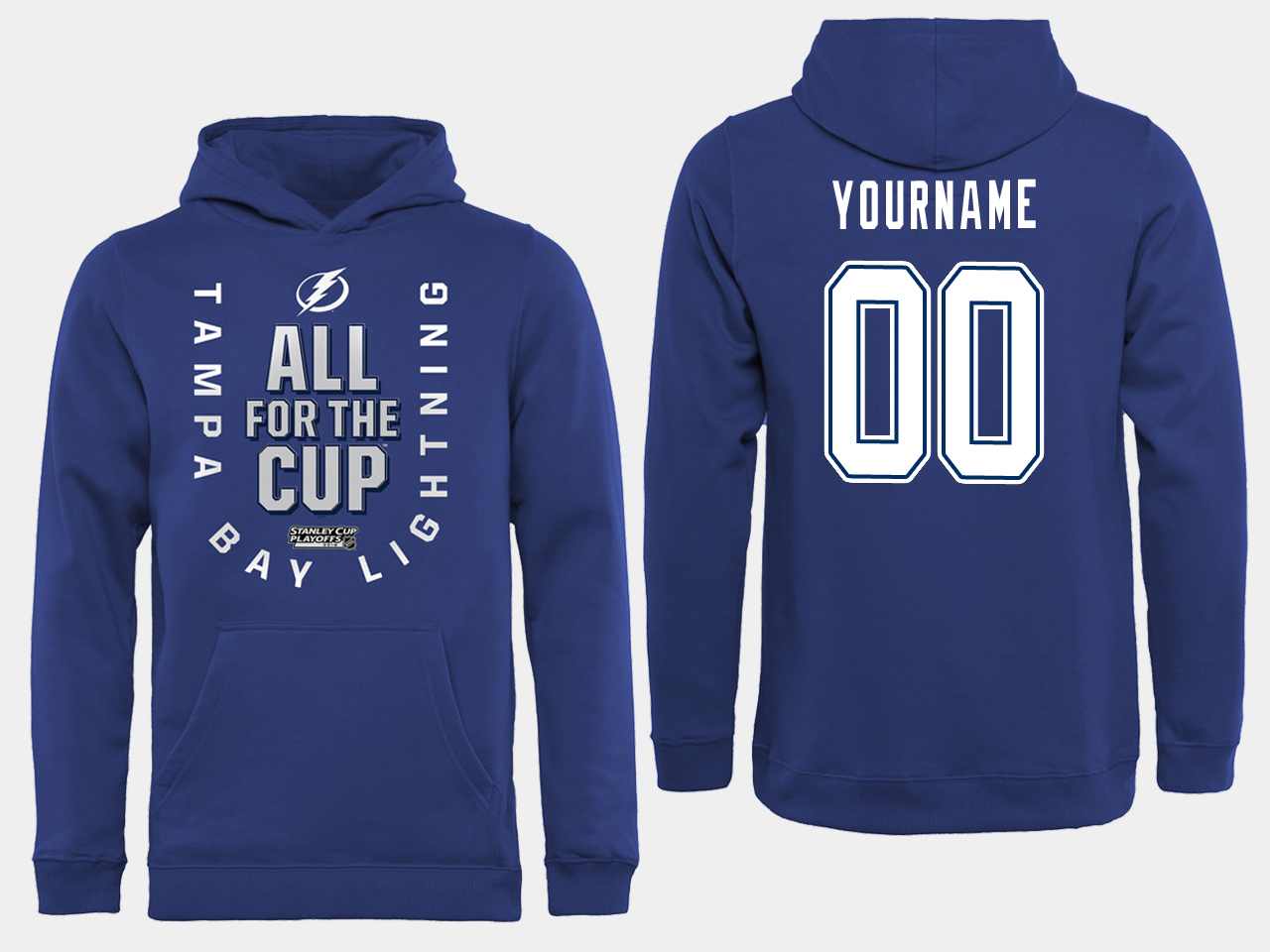 NHL Men adidas Tampa Bay Lightning customized blue All for the Cup Hoodie